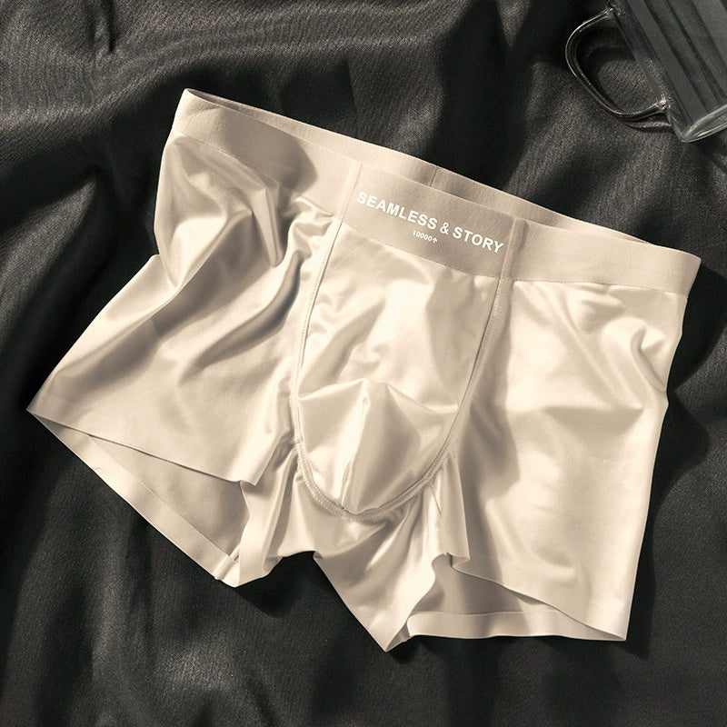 (3 vnt.) Elegantiški Ice Silk vyriški apatiniai iš Mulberry Silk antimikrobinės vyriškos bokserinės kelnaitės-LT
