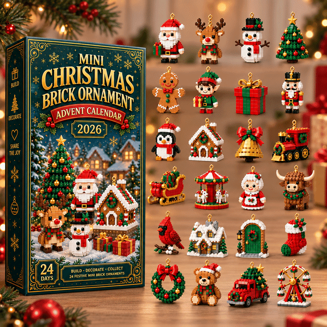 🎄 24 dienų mini Advento kalendorius su kalėdinėmis dekoracijomis | 24 unikalūs, šventiniai, patys sukurkite dizainus su pakabinimo kilpelėmis – puikiai tinka papuošti kalėdines eglutes, vainikus ir kitas šventines dekoracijas 🧱-LT