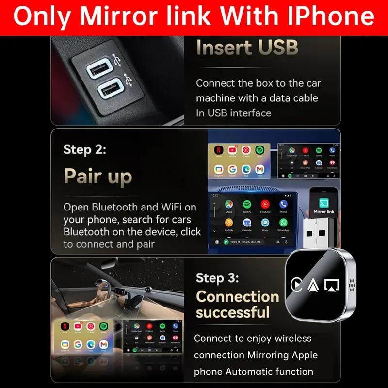 📶 Nadgradnja 2026 3 v 1 Screen Mirror iOS telefon, žično-brezžični Carplay adapter-SI