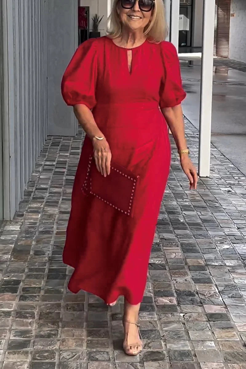 🎉Vestido de algodón y lino de color liso. 