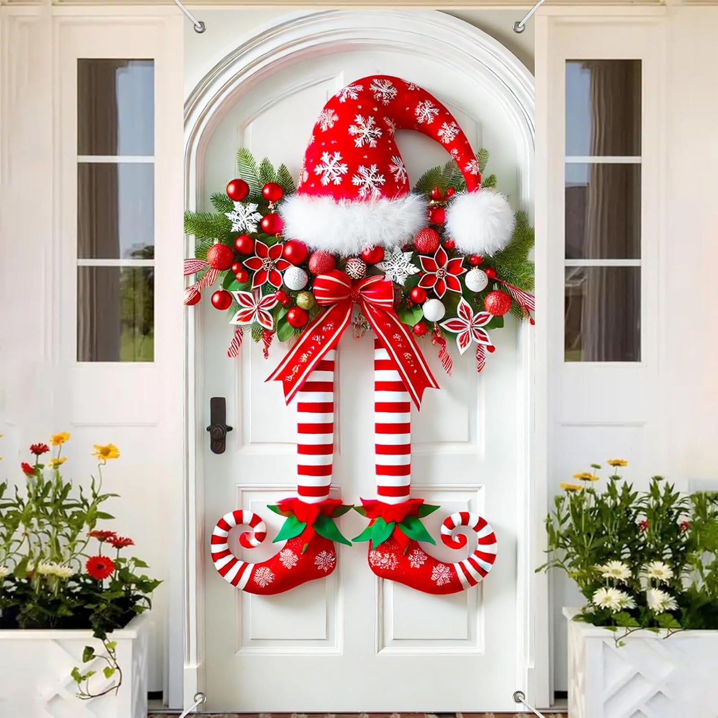 Božični transparent z vilinskimi nogami na vratih-SI