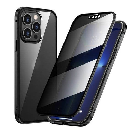 Magnetinis „iPhone“ dėklas su neatspindinčiu stiklu ir metalu-LT