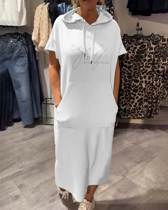 💥🔥👗[S-5XL]2025 m. nauja vasarinio stiliaus laisva, patogi ir kvėpuojanti didelio dydžio džemperio suknelė-LT