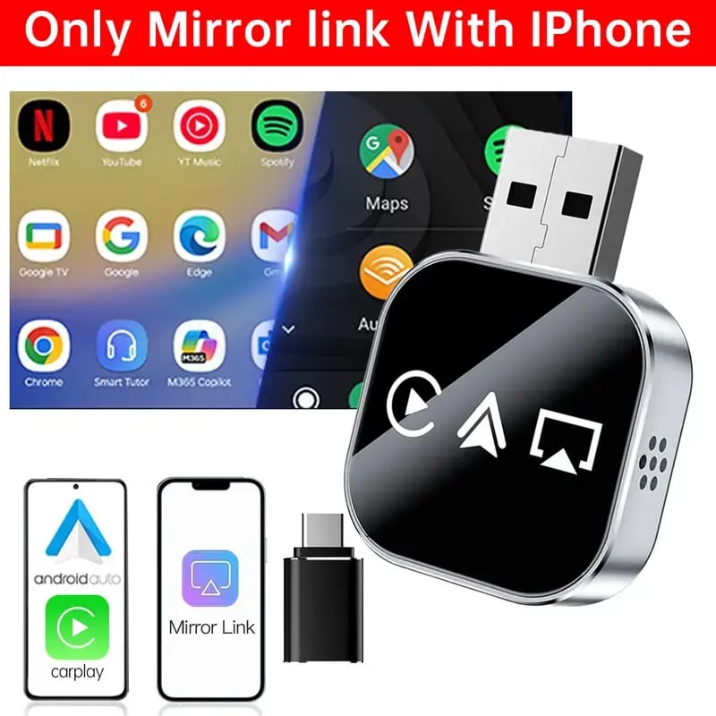 📶 Nadgradnja 2026 3 v 1 Screen Mirror iOS telefon, žično-brezžični Carplay adapter-SI