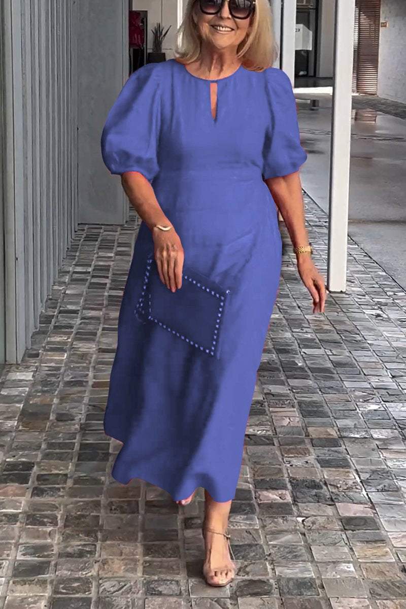 🎉Vestido de algodón y lino de color liso. 