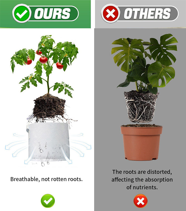 【10 vnt.】🌱 3/4/5/7/10 galonų daržovių/gėlių/augalų auginimo maišeliai, stiprūs neaustiniai auginimo maišeliai-LT