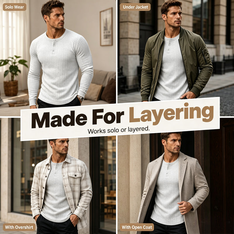 🍁Pridobite si novo jesensko modo - moško slim fit Henley srajco-SI