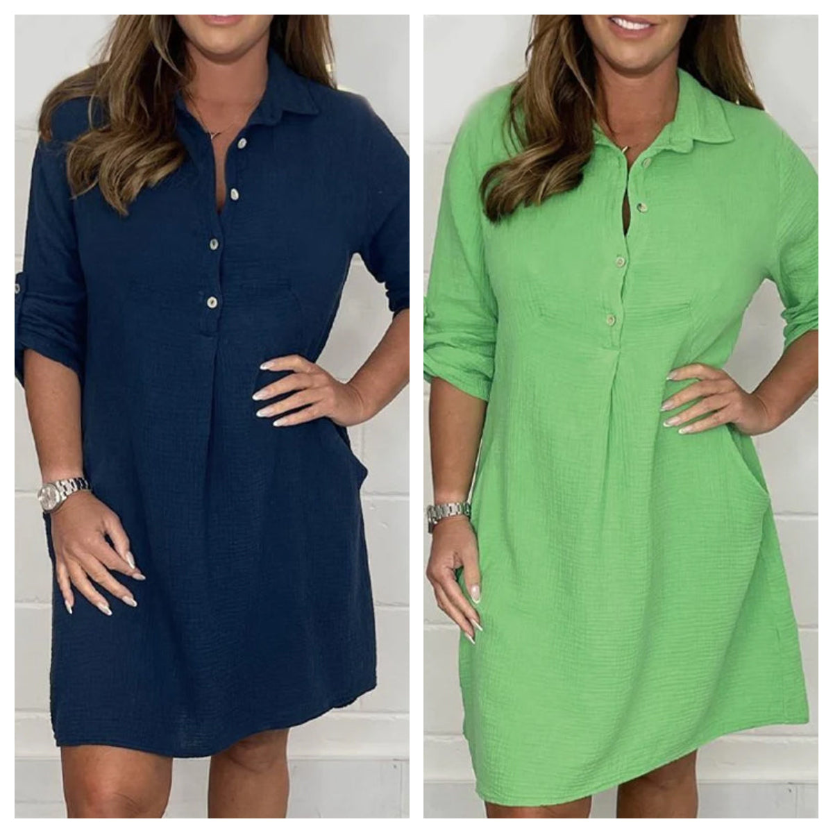 💝Γυναικείο καλοκαιρινό φόρεμα πουκάμισο plus size-GR