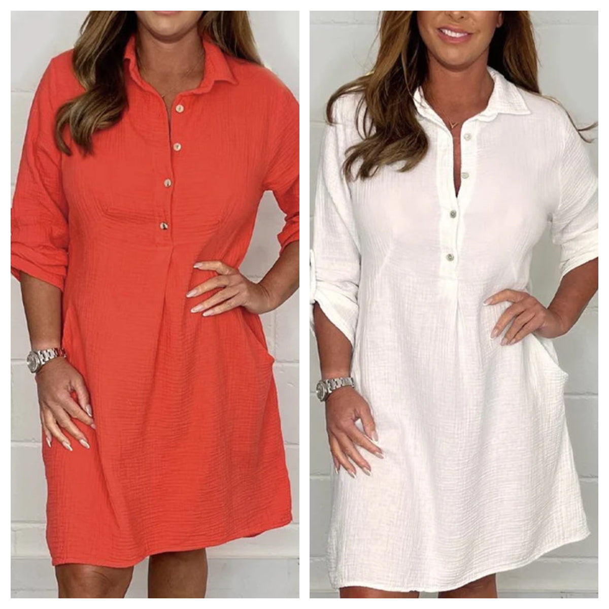 💝Γυναικείο καλοκαιρινό φόρεμα πουκάμισο plus size-GR