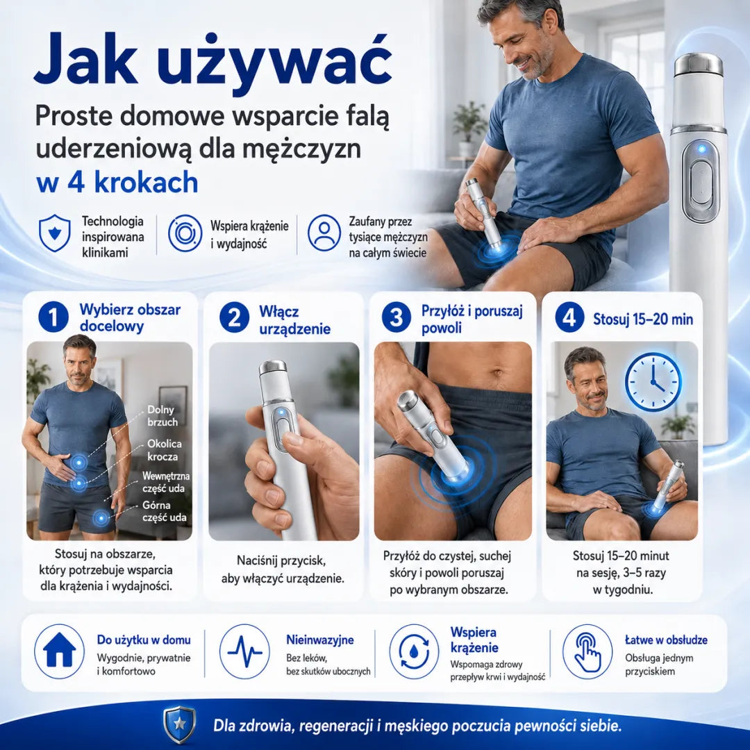 🤵💪Zwiększ swoją witalność. Odzyskaj pewność siebie w intymnych chwilach. Zaawansowana terapia falą uderzeniową, która wspiera męski komfort seksualny i łagodzi problemy z mięśniami, stawami i ścięgnami.