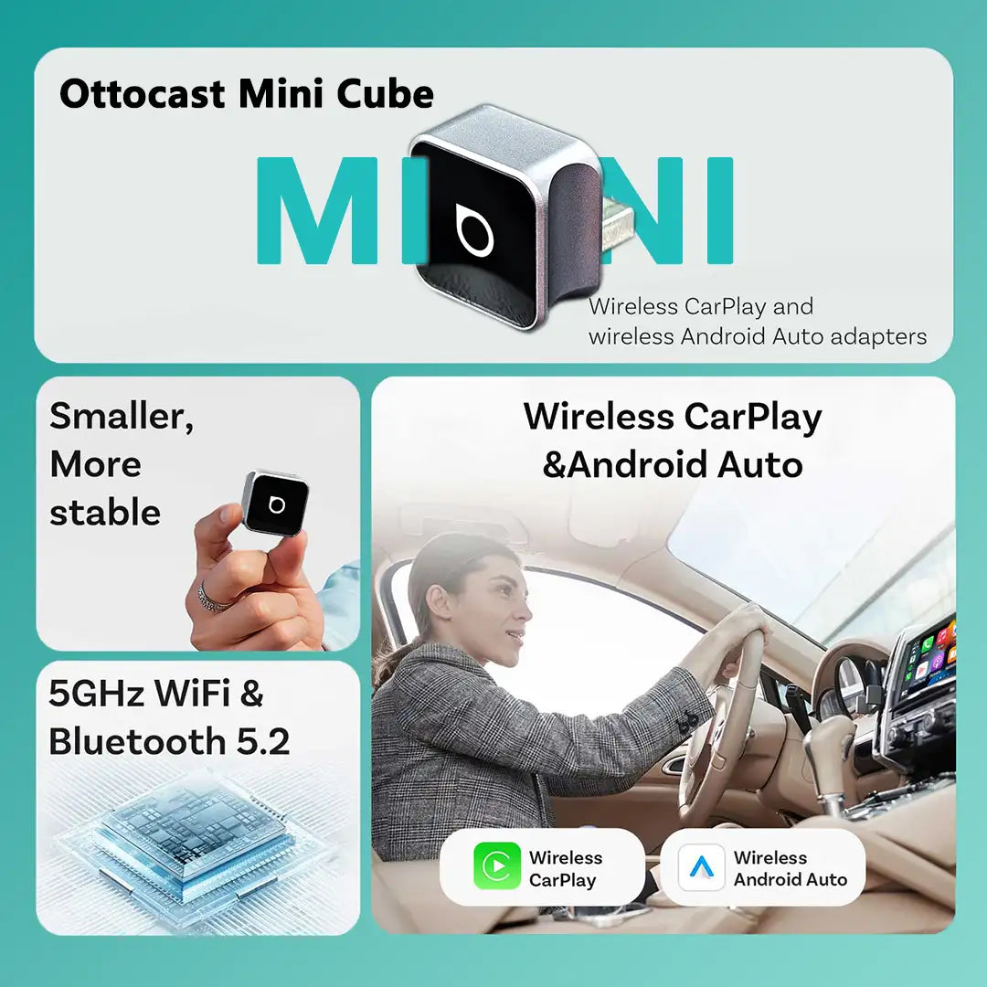Brezžični adapter Ottocast Mini 3.0 Ultra Cube CarPlay za Android Auto-SI