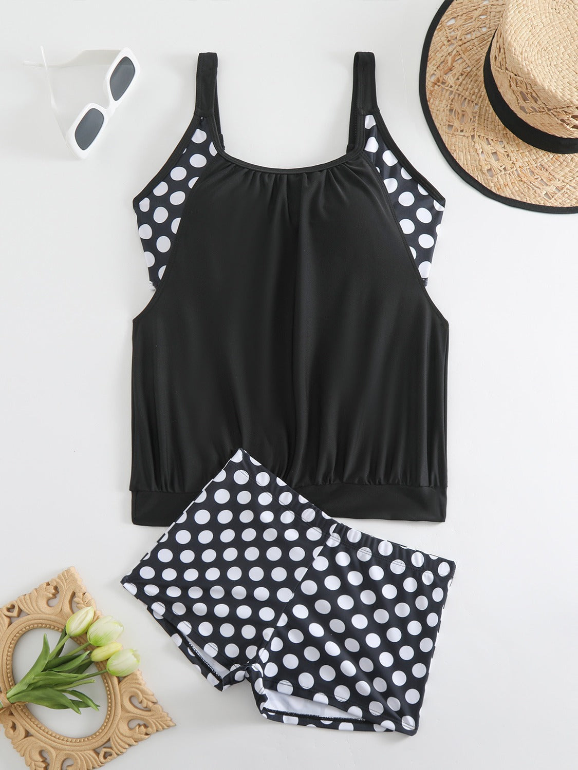 👙Moteriškas dviejų dalių maudymosi kostiumėlis su taškeliais✨-LT