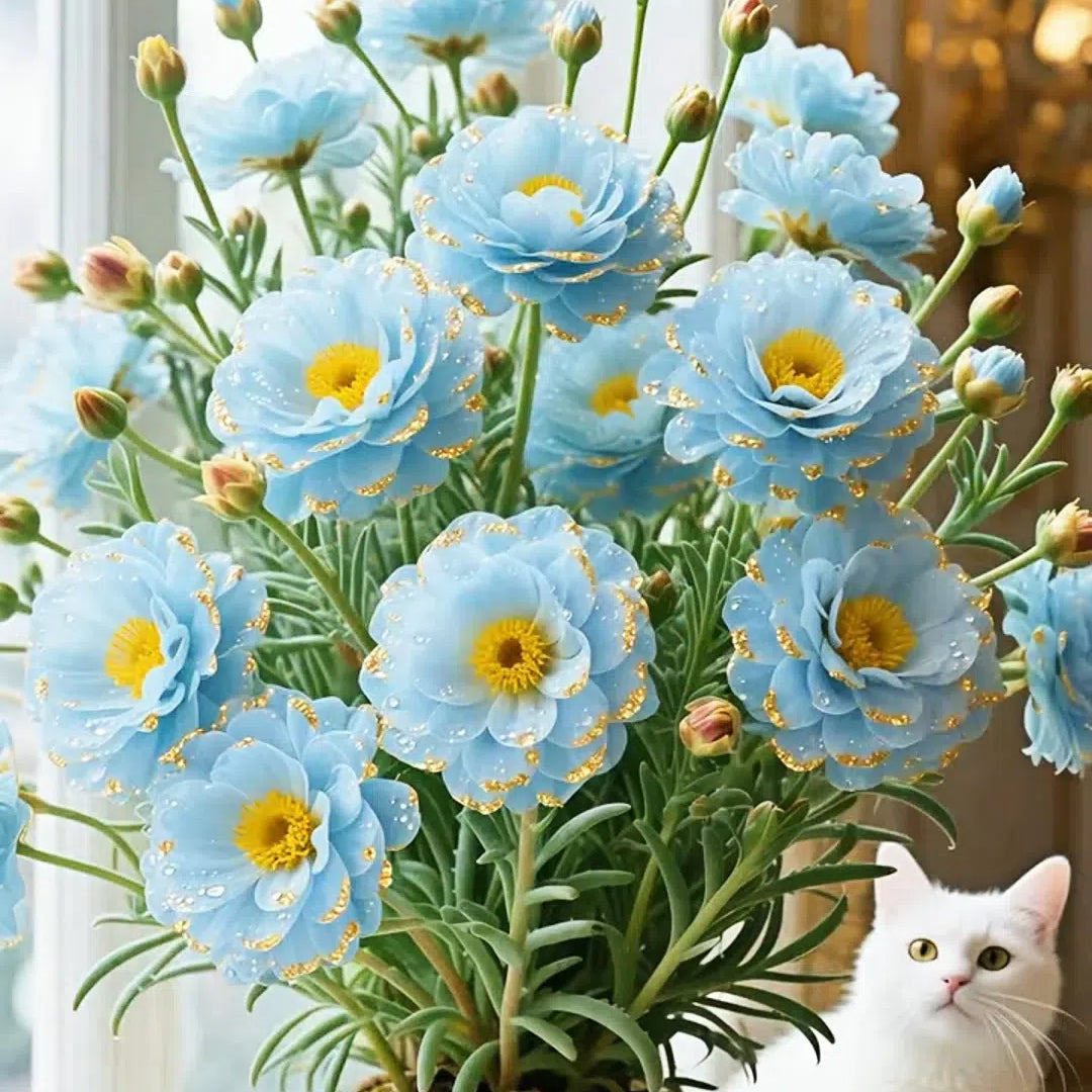 Zlata čipkasta portulaka🌸✨ Čudoviti dvojni cvetovi za lahkotno poletno barvanje-SI