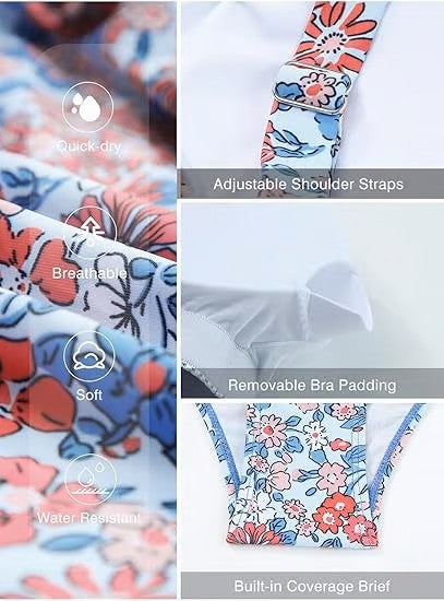 🔥👙Moteriški dviejų dalių tankini maudymosi kostiumėliai su pilvuką liekninančiu efektu-LT