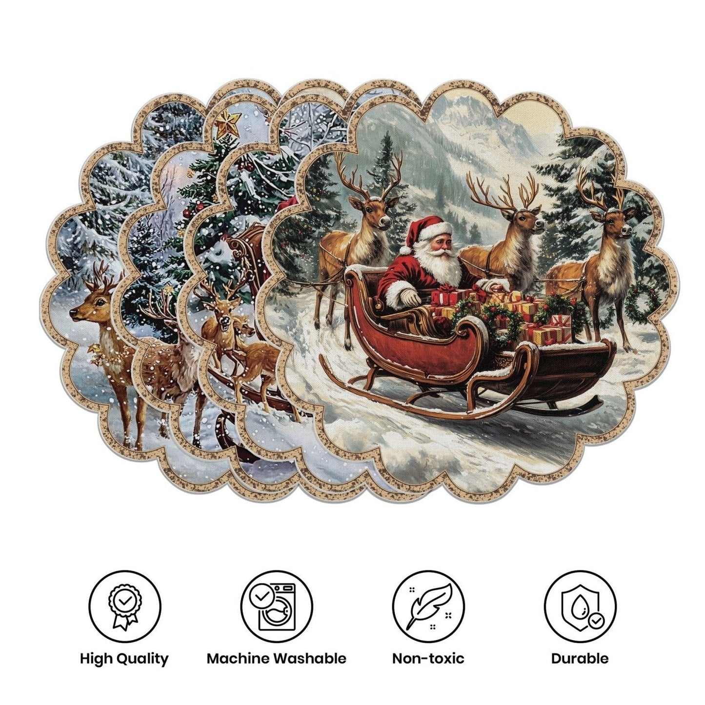 10 τεμάχια. Χειμερινά σουπλά σε σχήμα αλεξανδρινών και κουκουναριών, τραπεζομάντιλα από αντιολισθητικό ύφασμα-GR