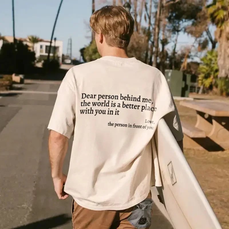 💥Nauji unisex marškinėliai su užrašu „Dear Person Behind Me“ dideliu dydžiu nuo 2025 m.-LT