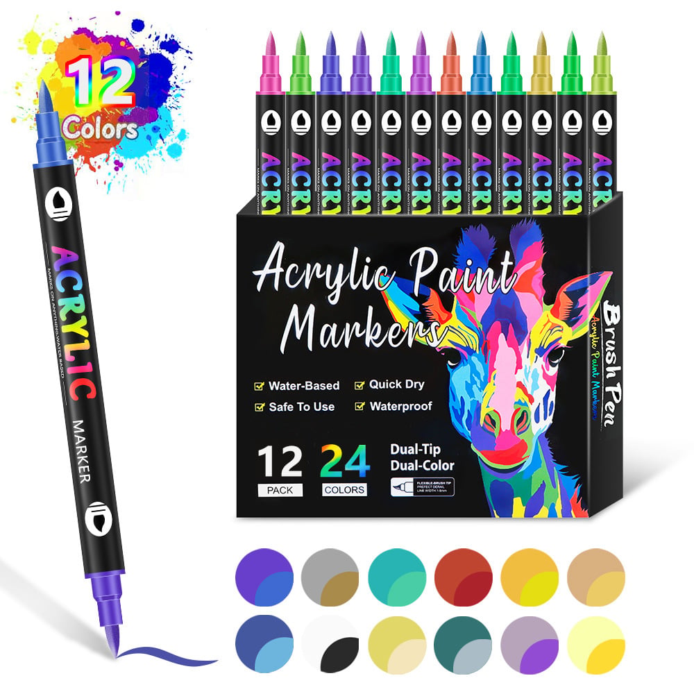 🎨🔥 Dvokolični akrilni marker - 24/48/72/120 barv-SI
