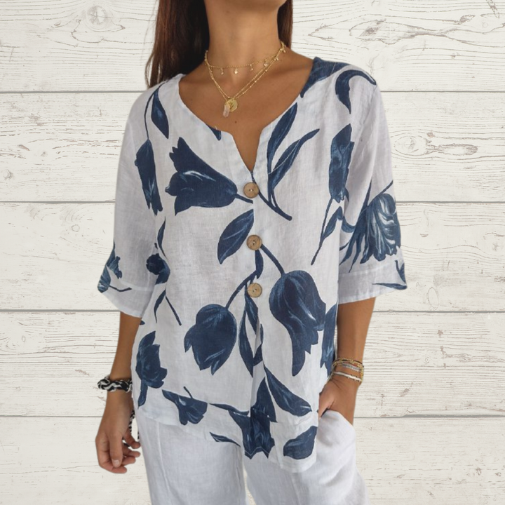 🔥[S-5XL]👕Τιούνι με λαιμόκοψη σε σχήμα V-GR