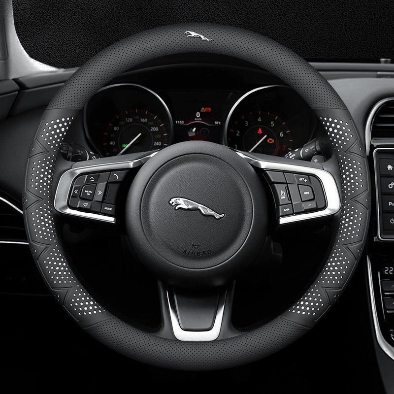 Itin plonas, kvėpuojantis, natūralios odos vairo užvalkalas su neslystančia danga-LT