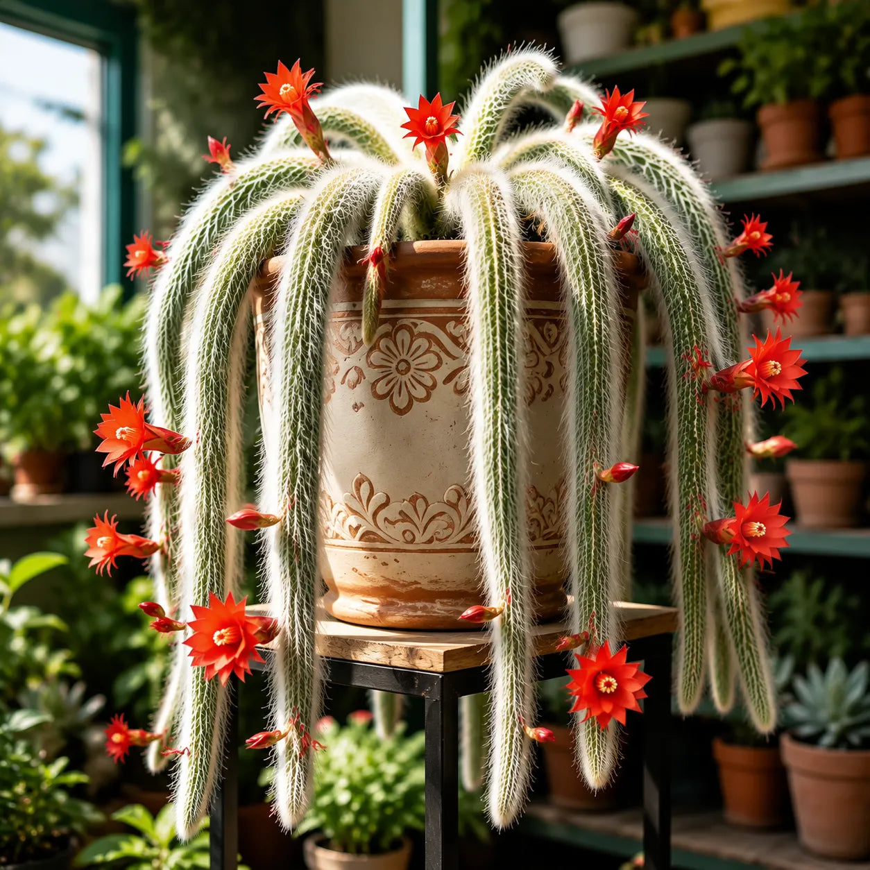 🌵Redki kaktus opičjega repa - živi slap mehke, puhaste lepote-SI