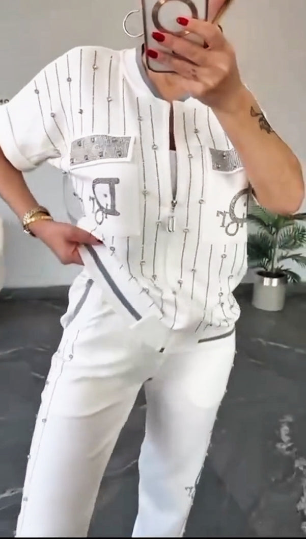 💎Dviejų dalių komplektas su užtrauktuku ir kristalais-LT