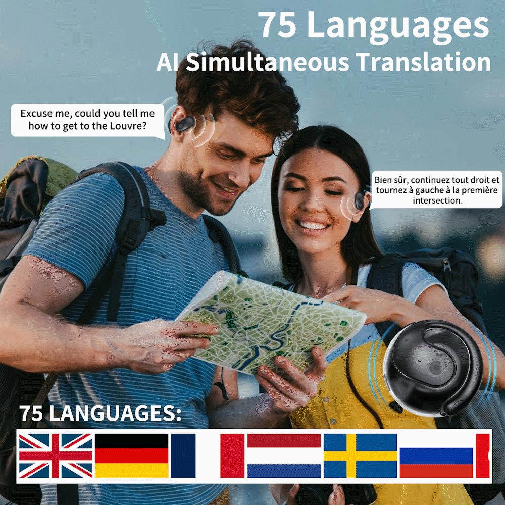 🏆Best Seller Νο. 1 ⏰ Τελευταία μέρα 💎 Ασύρματα ακουστικά OWS Bluetooth 5.4 με μετάφραση AI (για iOS και Android)-GR