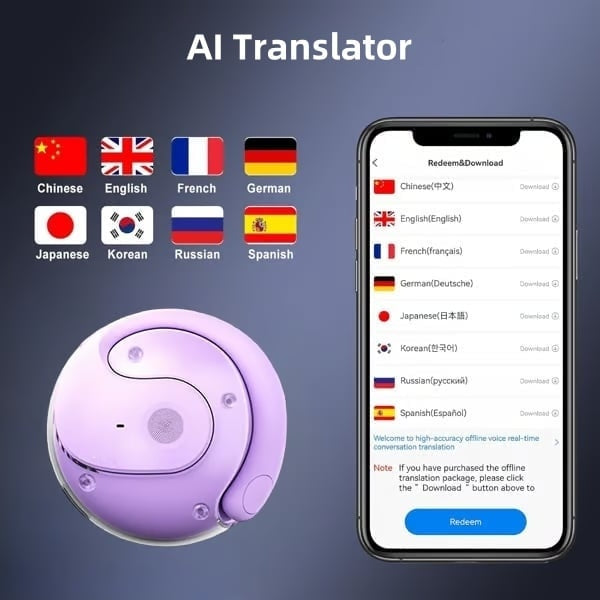 Mėlynos🏆Perkamiausias numeris 1 ⏰ Paskutinė diena 💎 OWS Bluetooth 5.4 belaidės ausinės su dirbtinio intelekto vertimu (skirtos iOS ir Android)-LT