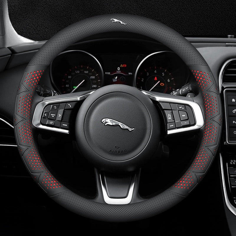 Itin plonas, kvėpuojantis, natūralios odos vairo užvalkalas su neslystančia danga-LT