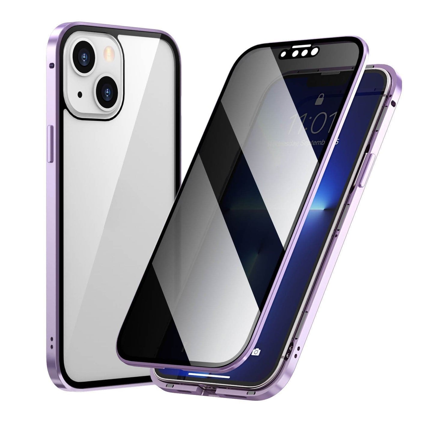 Magnetni ovitek za iPhone z antirefleksnim steklom in kovino-SI