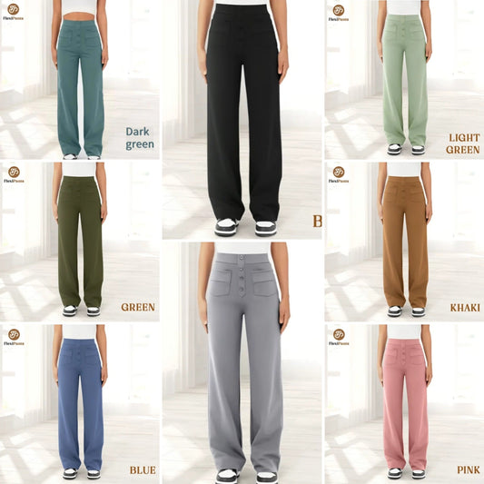 🔥49% ΕΚΠΤΩΣΗ - 🔥- Γυναικείο Παντελόνι με Ψηλή Μέση και Ελαστικό, Casual-GR