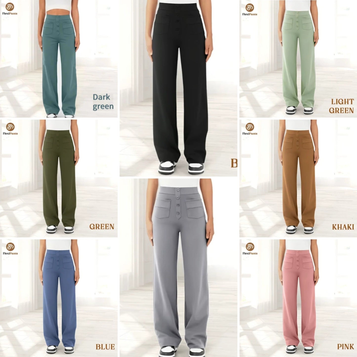 🔥49% NUOLAIDA - 🔥- Moteriškos aukštos juosmens tamprios laisvalaikio kelnės-LT