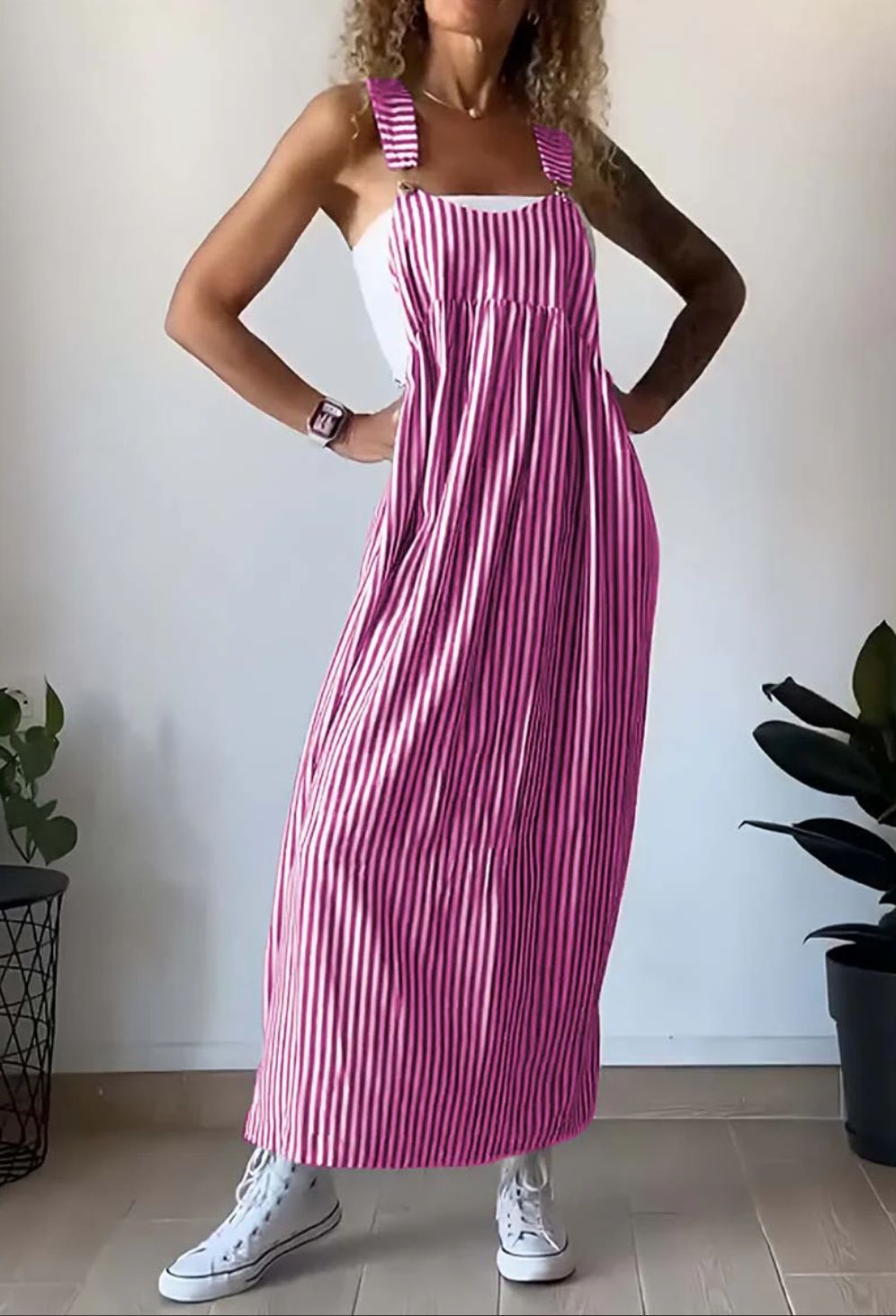 Paprasta dryžuota suknelė su liemene💃 