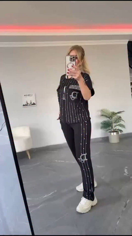 💎Dviejų dalių komplektas su užtrauktuku ir kristalais-LT