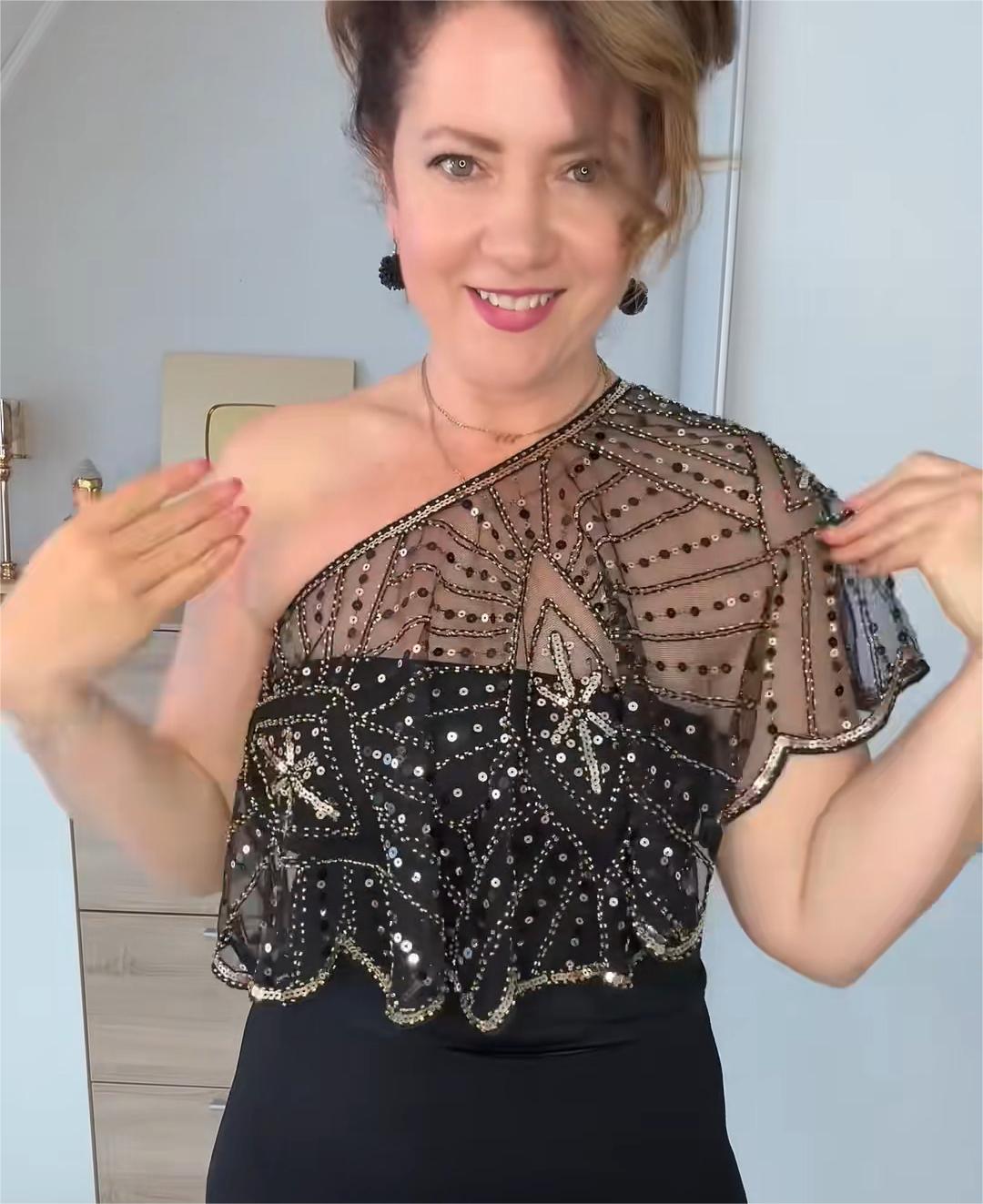 ⏳Časovno omejena ponudba ⏰ Starinski šal z biseri in čipko-SI