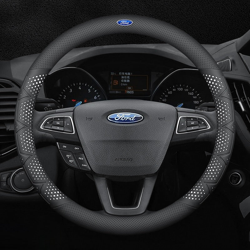 Itin plonas, kvėpuojantis, natūralios odos vairo užvalkalas su neslystančia danga-LT