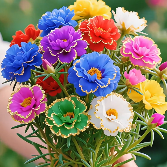 Zlata čipkasta portulaka🌸✨ Čudoviti dvojni cvetovi za lahkotno poletno barvanje-SI