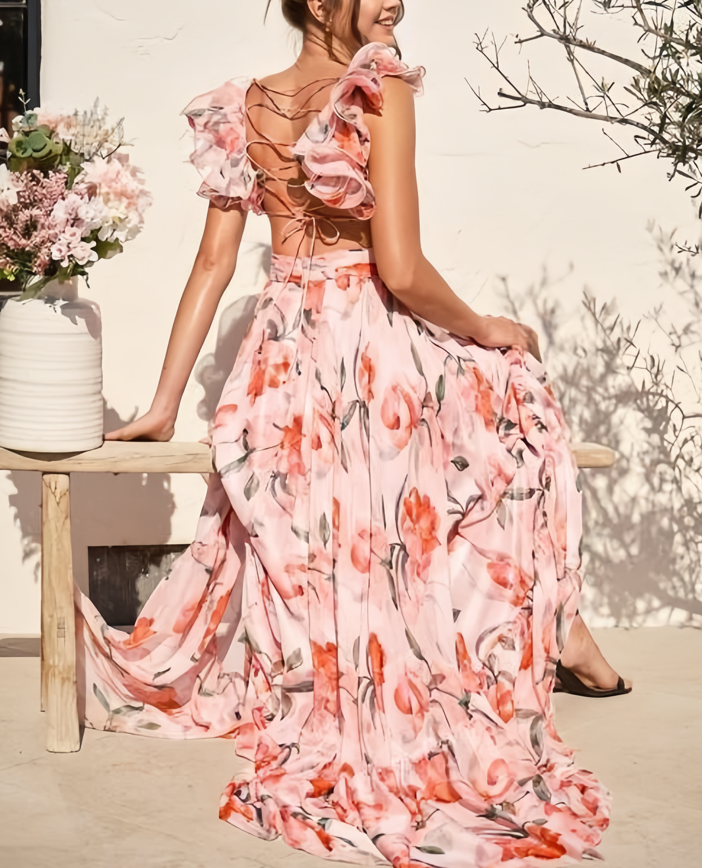 🍓 Seksuali ir elegantiška klostuota suknelė su raštu-LT