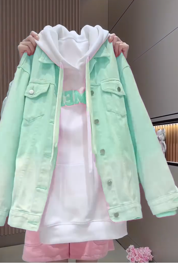 🎨 Patogus moteriškas džemperis Gradient Denim Jacket-LT