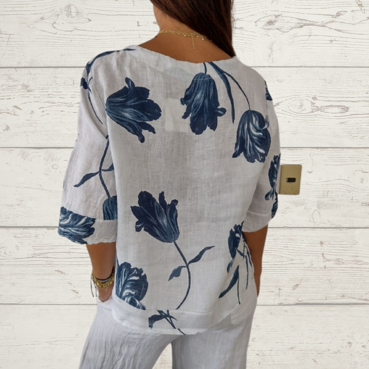 🔥[S-5XL]👕Τιούνι με λαιμόκοψη σε σχήμα V-GR