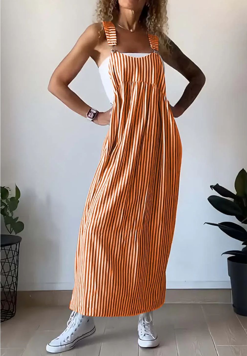 Paprasta dryžuota suknelė su liemene💃 