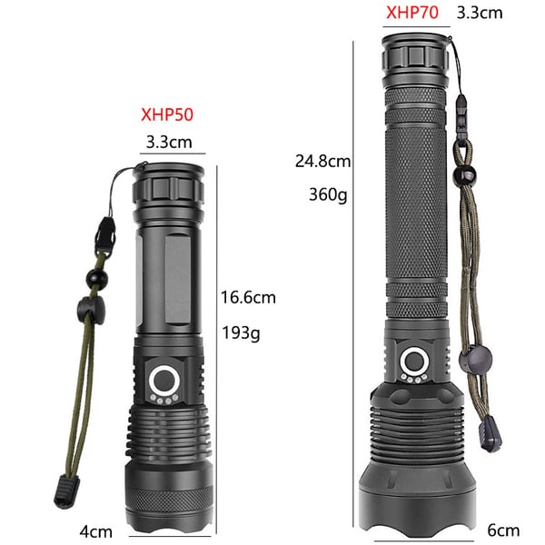 Įkraunamas taktinis LED lazerinis žibintuvėlis su dideliu 90000 liumenų šviesos srautu-LT