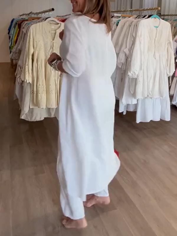 💥💕 Enobarvna ženska obleka iz bombažnega lanu