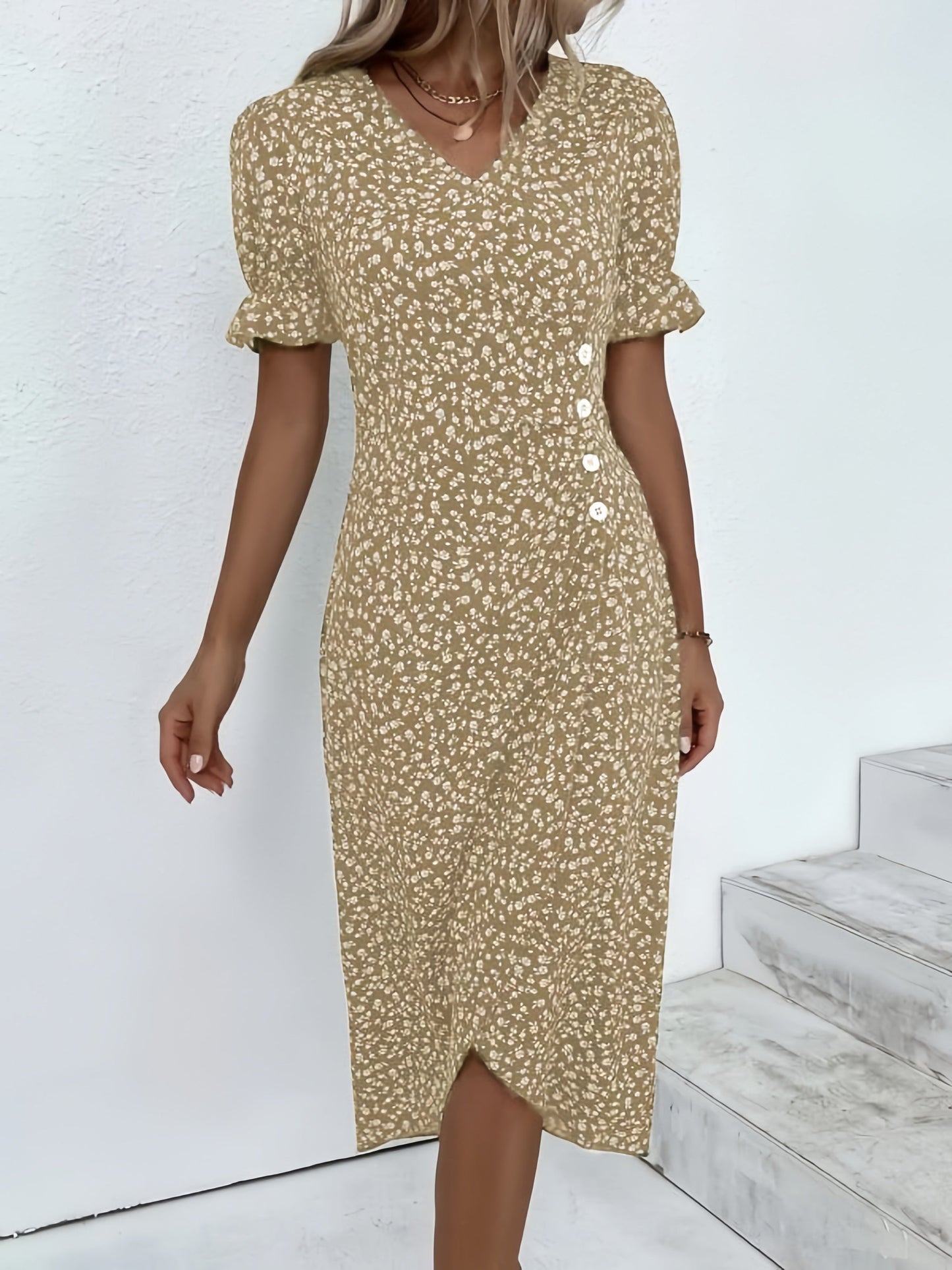 🌷Γυναικείο casual φόρεμα, wrap dress, floral φόρεμα-GR