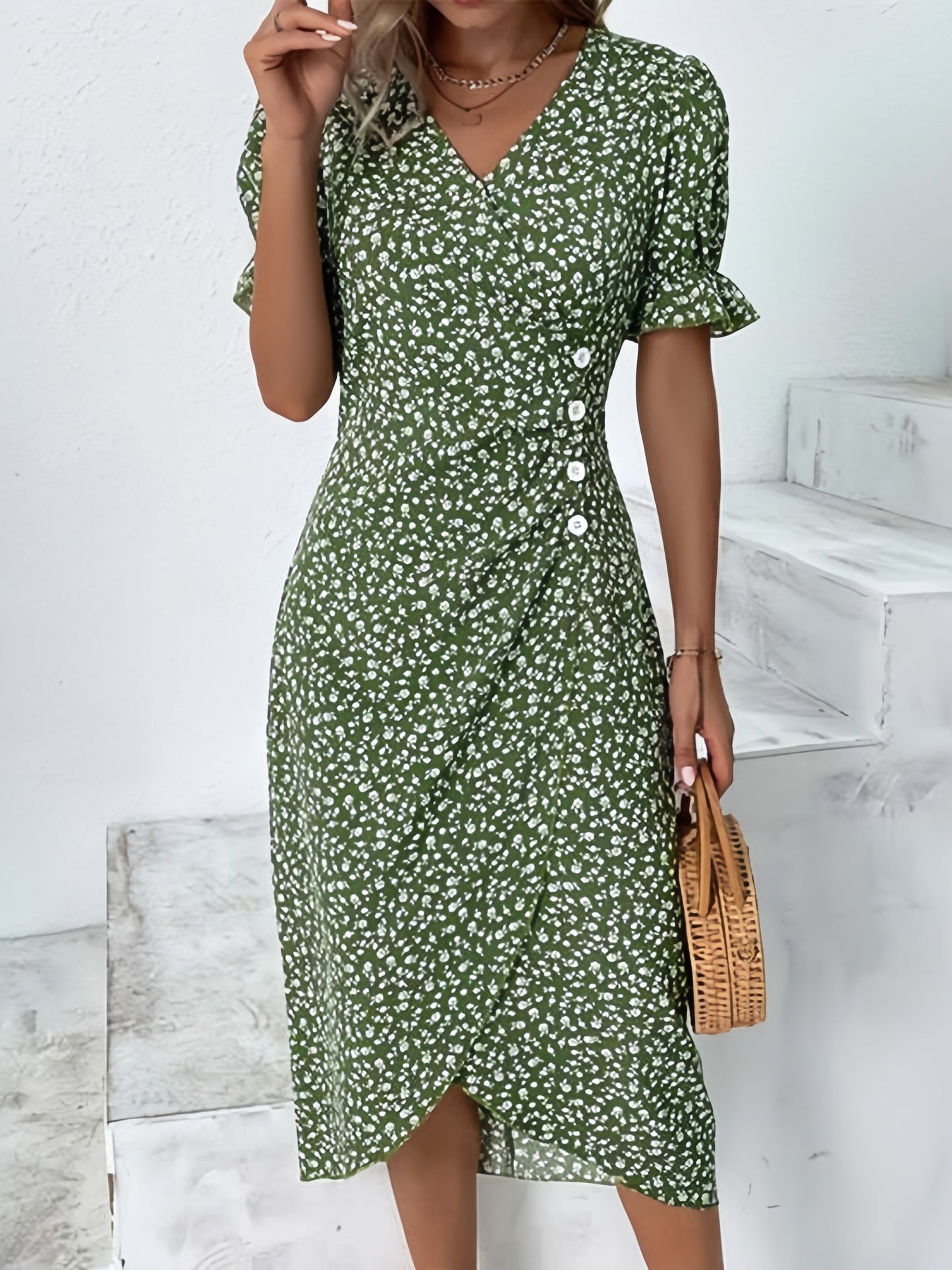 🌷Γυναικείο casual φόρεμα, wrap dress, floral φόρεμα-GR