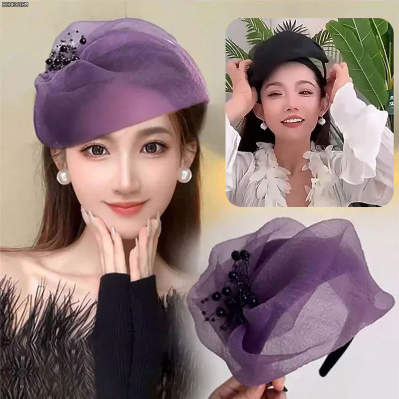 2025 Naujas dizainas 🌸 Vintage Organza Headband Fascinator-LT