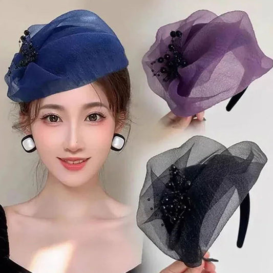 2025 Νέο σχέδιο 🌸 Fascinator με vintage κορδέλα από οργάντζα-GR