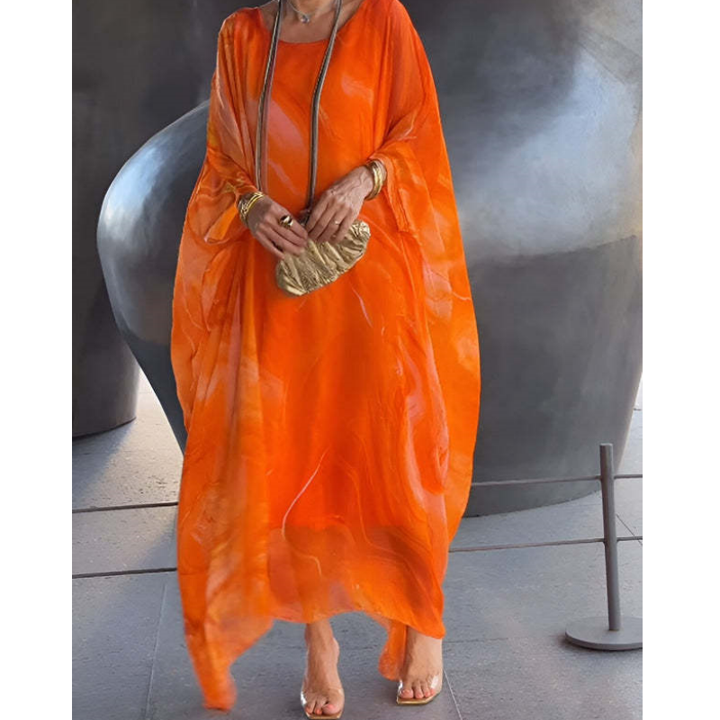 🔥Καυτή προσφορά🔥Κομψό φόρεμα από σιφόν με μαρμάρινο τύπωμα-GR