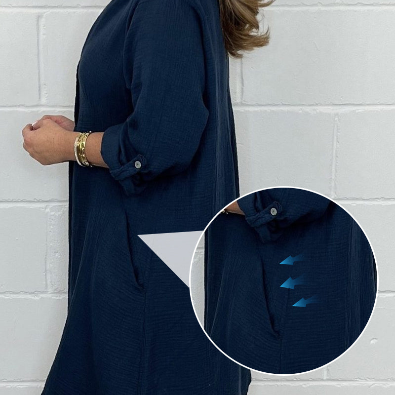 💝Γυναικείο καλοκαιρινό φόρεμα πουκάμισο plus size-GR