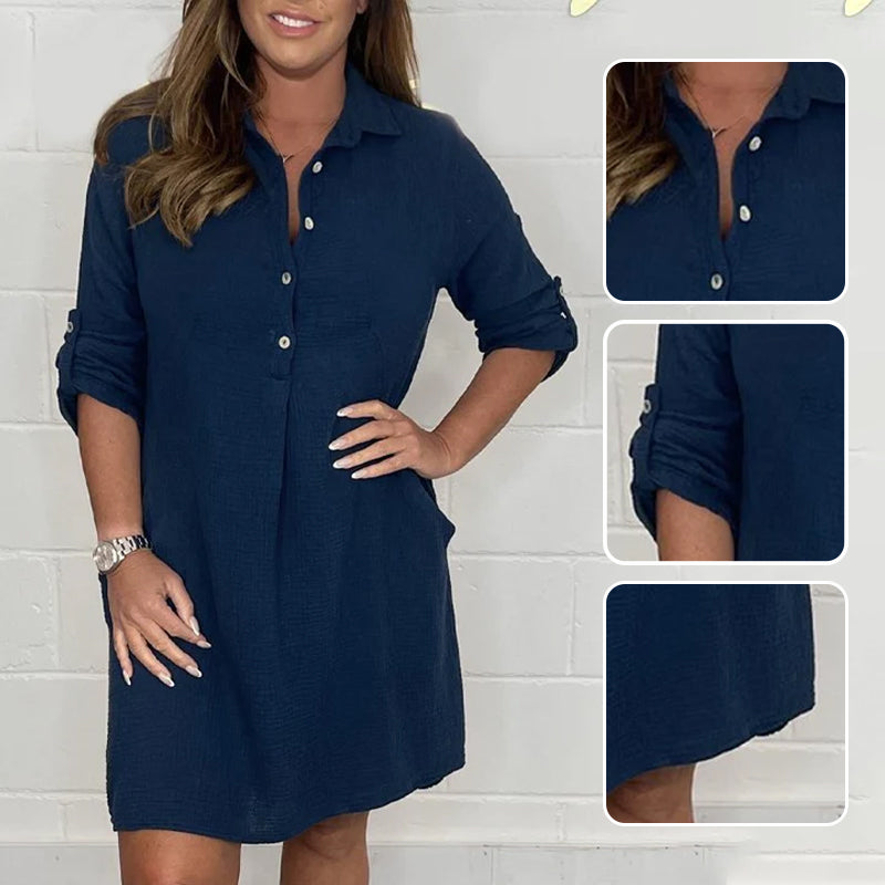 💝Γυναικείο καλοκαιρινό φόρεμα πουκάμισο plus size-GR