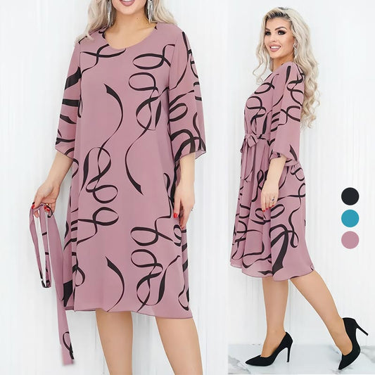 🌸Elegantna ohlapna midi obleka z nabranimi rokavi-SI